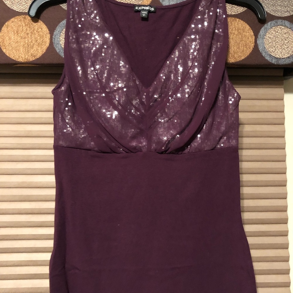 Dark purple with sequined tank